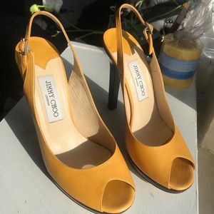 Jimmy Choo Mustard Leather Slingback Heels 39.5